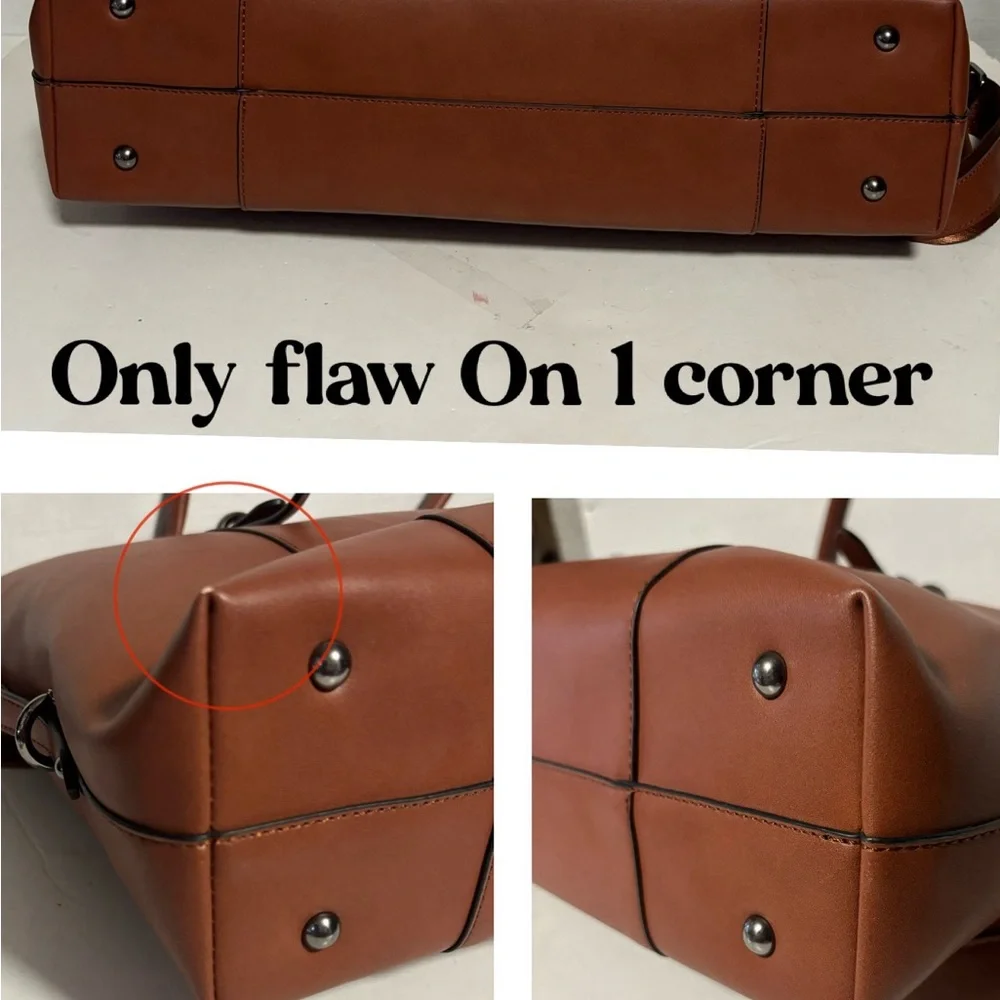 MOSISO Cognac 17” Laptop bag portfolio case satchel PU Leather CB Bag corpcore